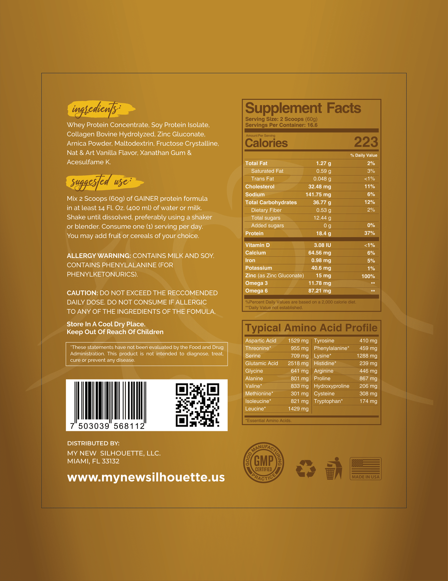 Protein Gainer Siluette PRO with carbs